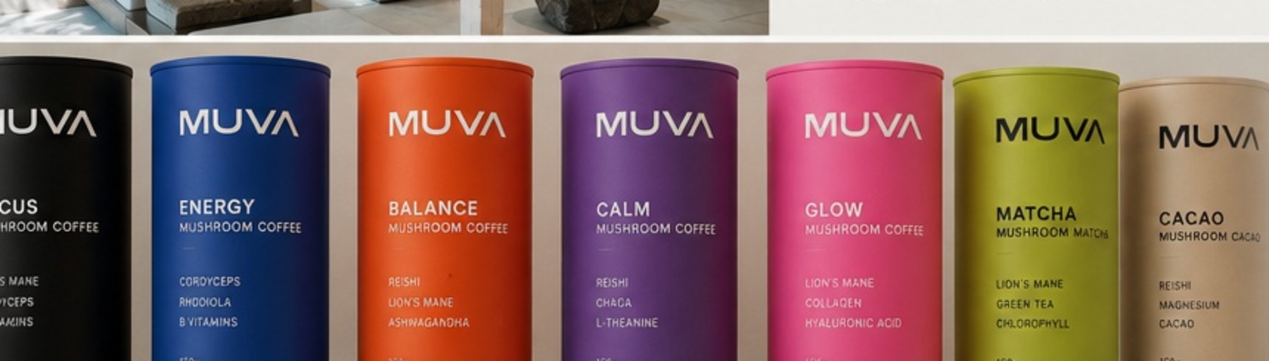The colourful MUVA functional beverage collection